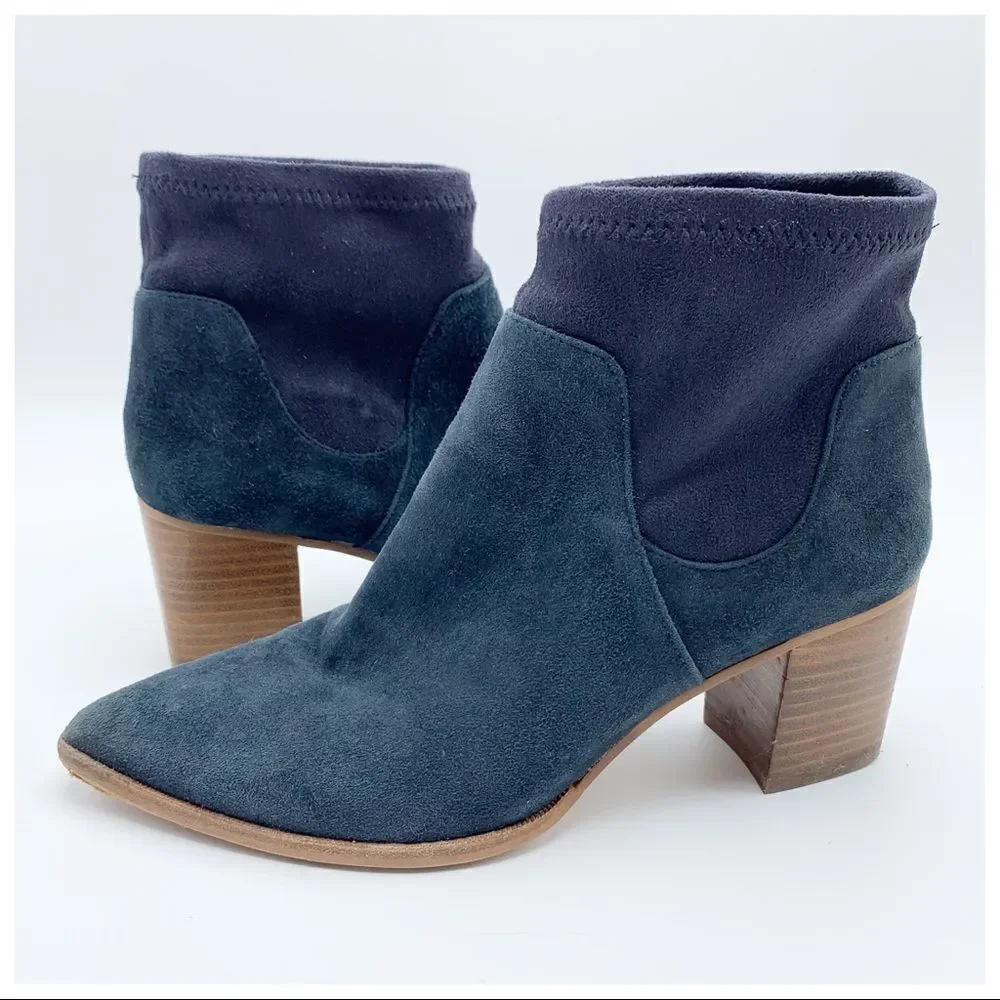 Sole‎ Society  Dawnina Blue Suede Pointed Toe Pull On Stretch Booties